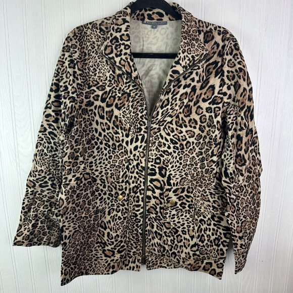 Elliott Lauren Leopard Print zip up Jacket Size 12 - Picture 1 of 8